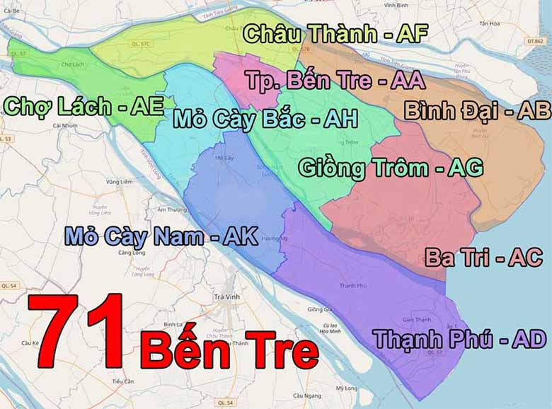 Biển số xe định danh mới nhất của tỉnh Bến Tre